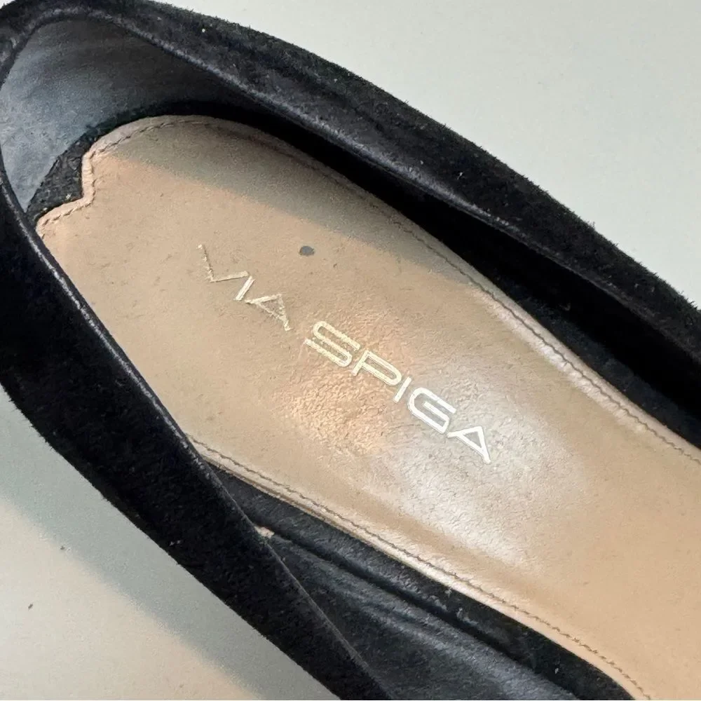 Via Spiga Black Suede Wedge Heels 10